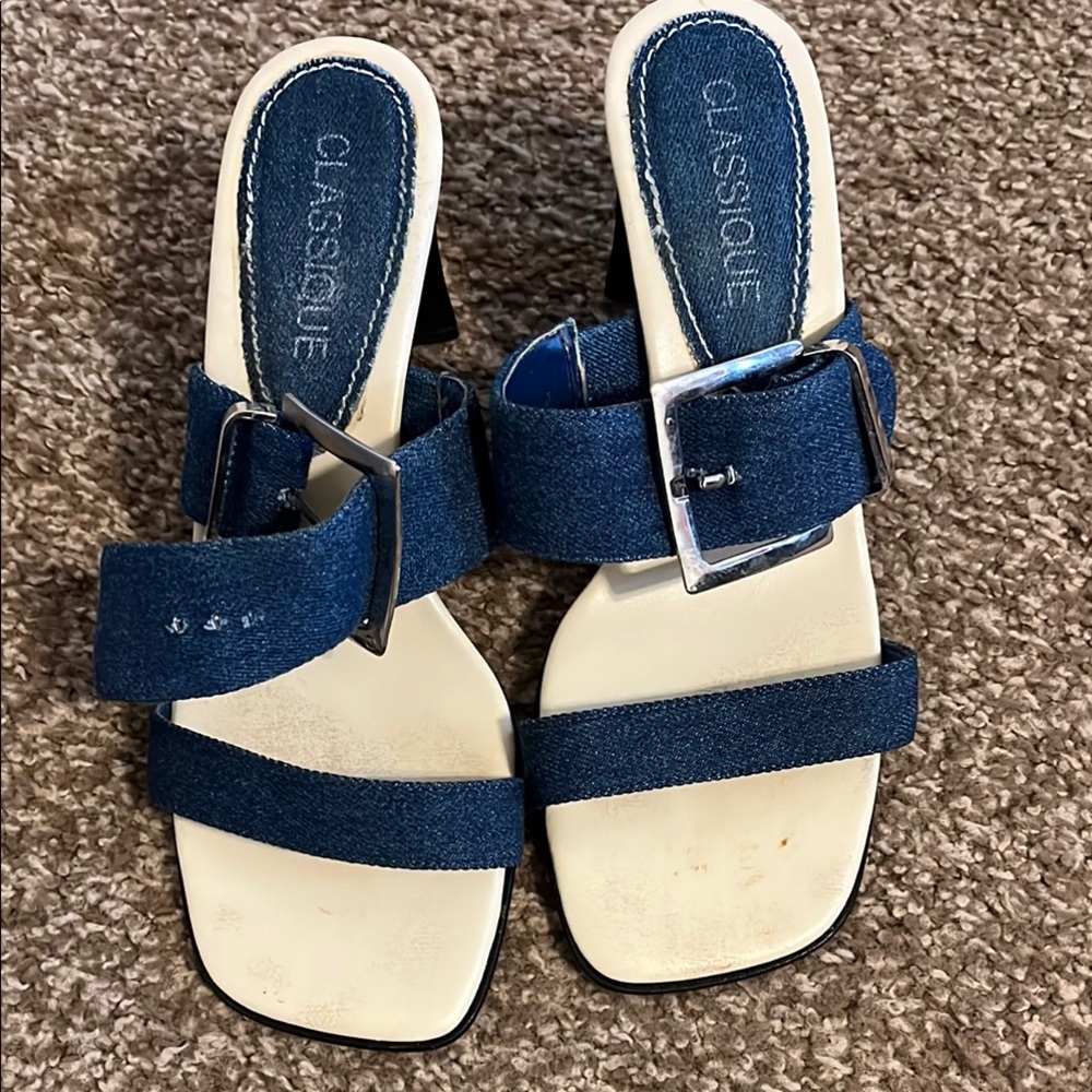 Denim Heeled Sandals